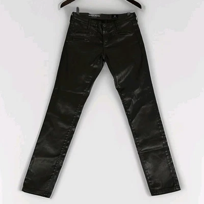 Pantalones de moto AG Adriano Goldschmied The Legging al tobillo para mujer 27 recubiertos de oliva oscuro Foto 1 de 4