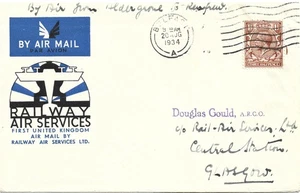 GB 1934 1.1/2d Railway Air Services Illustrated FFC from Aldergrove to Renfrew - Picture 1 of 2