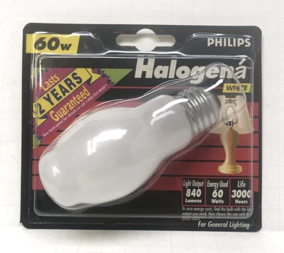 NUEVO PHILIPS 60BT15/HAL/W 60W BOMBILLA HALÓGENA BLANCA 120V Foto 1 de 2