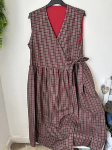 Handmade Tartan Full Wrap Midi Dresss Uk 18-22 , Pockets Linen Merchant & Mills - Picture 1 of 14