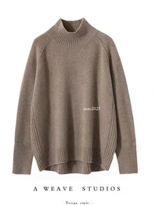 Autumn Winter Cashmere Sweater Women's Turtleneck Wool Knit Bottom Shirt Ladies - Picture 1 of 24
