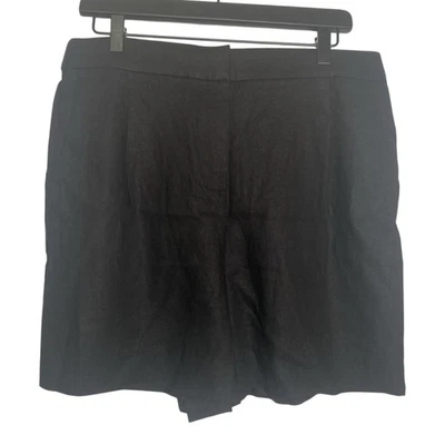 Shorts feminino J.Crew tamanho 12 preto mistura de linho elástico cintura nas costas - Imagem 1 de 4