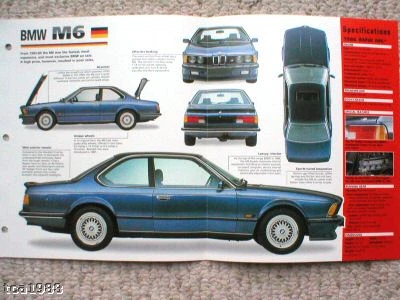 BMW M6 / M-6 IMP Brochure: 1985,1986,1987,.......... - Image 1 of 2