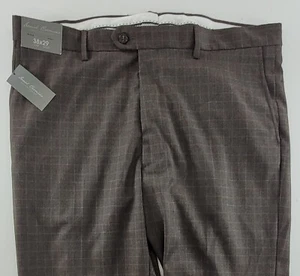 Daniel Cremieux Signature Dress Pants 36x29 Brown Glen Check Flat Front NWT - Picture 1 of 8