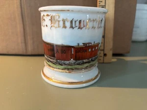 Antique Train Railroad Conductor occupational shaving mug caboose box car Berk - Picture 1 of 5