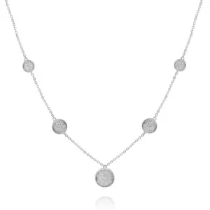 14K WEISSGOLD PAVE DIAMANT YARD KREIS RUND ANHÄNGER HALSKETTE - Bild 1 von 2