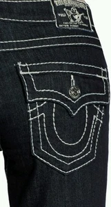 NWT TRUE RELIGION BLUE STITCH FLAP POCKETS SKINNY JEANS SIZE 26 - Picture 1 of 1