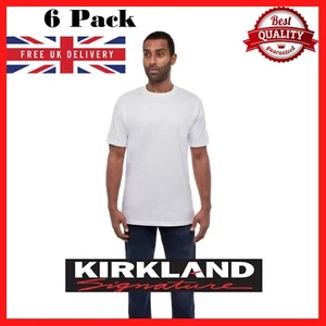 6 Pack Kirkland Signature Men's Cotton Crewneck T-Shirt in White in 3 Sizes Mens - Picture 1 of 9