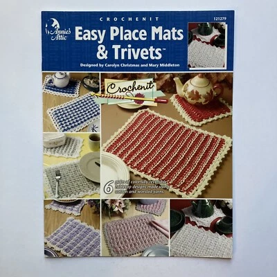 Vintage Annie's Attic 121279 Crochenit Easy Place Mats & Trivets 6 Designs 2002 - Image 1 of 4