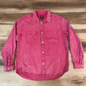 BDG Urban Outfitters Shirt Mens Small Pink Canvas Button Up Corduroy Collar - Picture 1 of 10