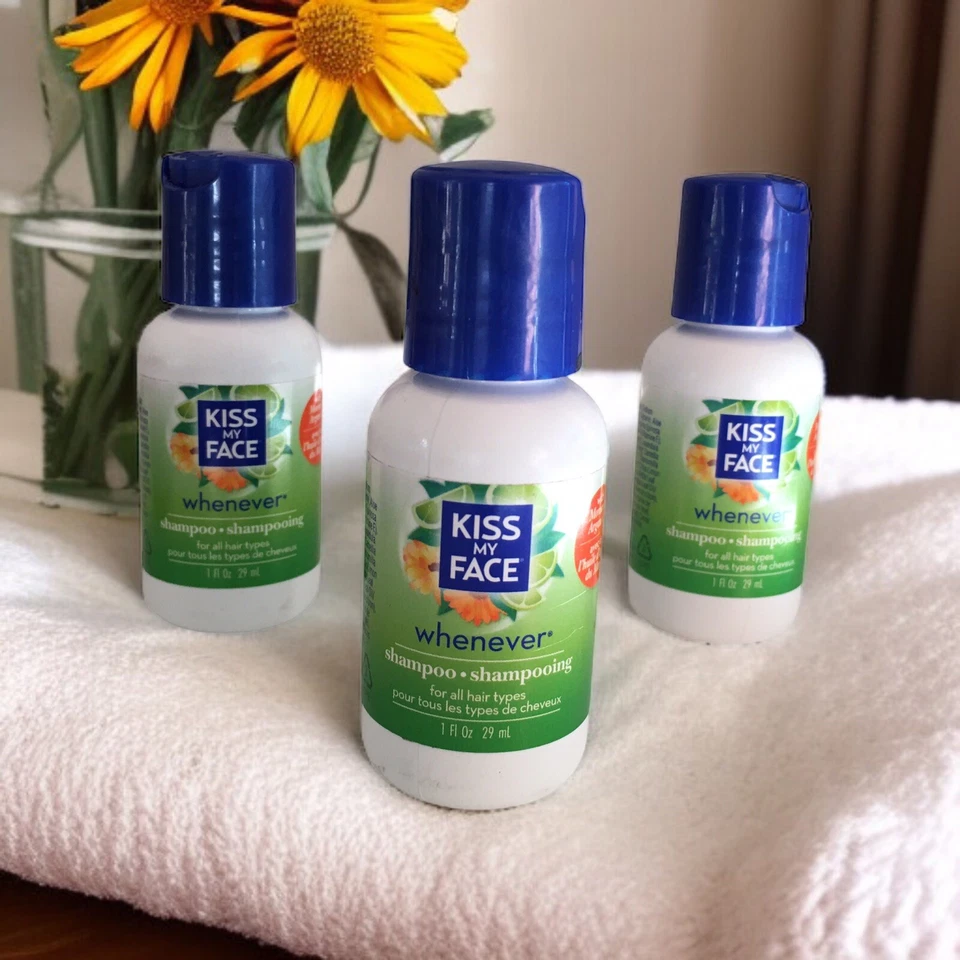 Lot of 3) Kiss My Face Whenever Travel Size Shampoos with Green Tea and Lime 1oz - Image 1 of 4