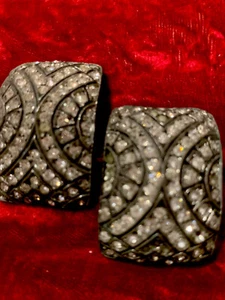 Belt Buckles Vtg Paste Square (2) Rhinestones - Picture 1 of 4