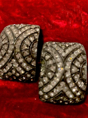 Belt Buckles Vtg Paste Square  (2) Rhinestones - Image 1 of 4