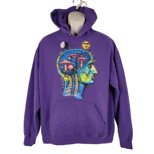 Liquid Blue Hoodie Large Pullover Sweatshirt Sweater Purple Shrooms Cosmic - Picture 1 of 11