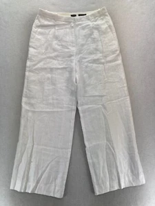 J.Crew Essential Wide Leg Pants Women's 12 White Linen Lined Mid Rise Preppy NWT - Picture 1 of 14