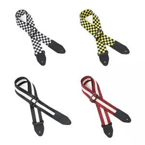 Lote de 12 piezas correa de bajo para guitarra a rayas algodón con cabeza de cuero 5 cm de ancho - Imagen 1 de 5
