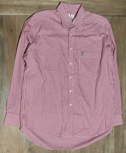 Vintage Valentino Oliver Pug Shirt Mens 16.5 42 Gingham Plaid Button Up Italy - Picture 1 of 9