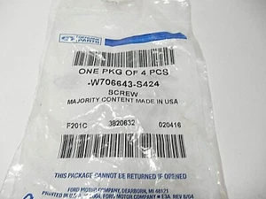 FORD GENUINE OEM 2008-12 ESCAPE FENDER SCREWS W706643 S424 PACKAGE OF 4 - Picture 1 of 4