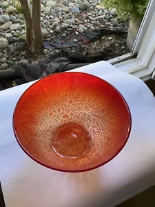 Monart Cloissoine Studio Art Glass Bowl Red Orange - Picture 1 of 4