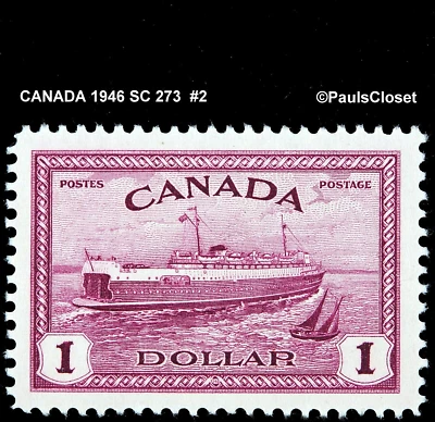 CANADA 1946 SC 273 TRAIN FERRY PEI $1 RED VIOLET MVLH OG VF #2 - Image 1 of 2