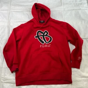 Vintage 90s Y2K FUBU Hoodie Sweatshirt Herren 2XL rot Hip Hop bestickt - Bild 1 von 10