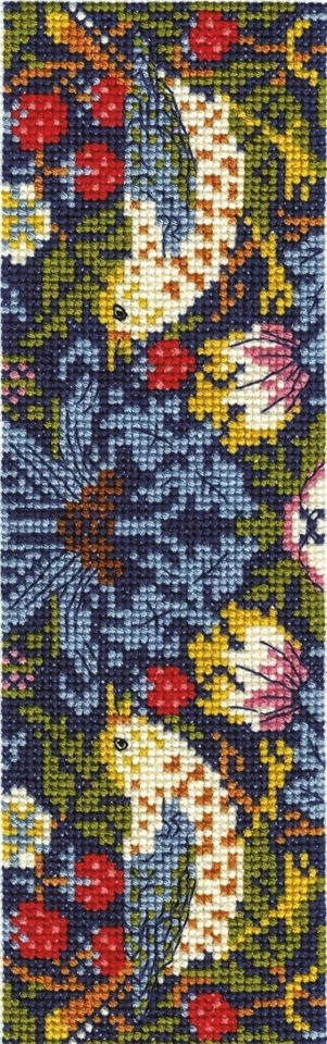 DMC V & a William Morris Strawberry Thief Bookmark Cross Stitch Kit 6cm X 19.5cm