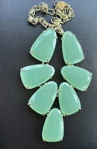 Kendra Scott Chalcedony Green HARLOW Gold Statement Necklace - Picture 1 of 2
