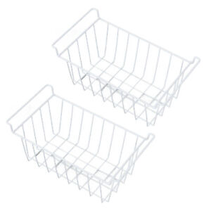 2x Freezer Wire Storage Basket Organizer Bin Hanging Metal Rack W/PE Coating AU