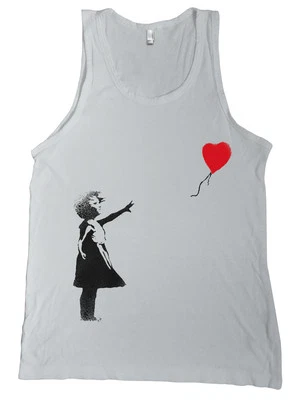 Banksy Girl with Balloon Bella + Canvas Tank Top Shirt Stencil Graffiti NEW - Image 1 of 2