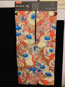 Nickelodeon Ren & Stimpy Socks Adult Shoe Size 6-13 Gift Crew, Odd Sox - Picture 1 of 1