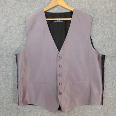 Purple Vest Large Cinch Belt Herringbone Formal Cocktail Event ANDREW FEZZA USA - Image 1 of 4