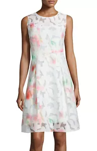 ELIE TAHARI 'Dorinda' ~ Ivory Floral Burnout Shift Party Dress 10 NEW $448 - Picture 1 of 12