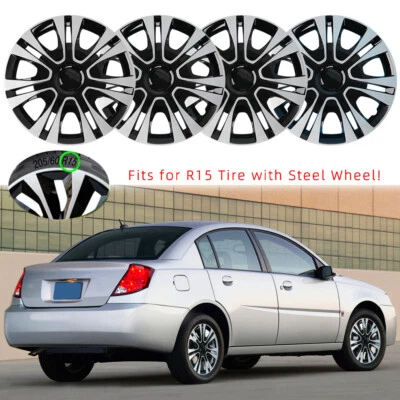 For Saturn Ion 2003-2007 15" 4 Hubcaps Wheel Cover Hub Caps Fits R15 Steel Rim - Image 1 of 4