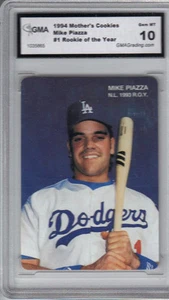 1994 MOTHER'S COOKIES MIKE PIAZZA R.O.Y. CARD GMA GRADED 10 - Picture 1 of 2