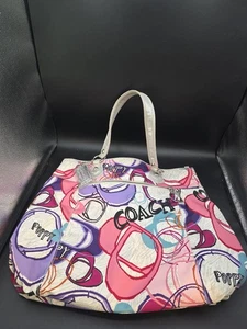 HAPPY COACH 17929 Tasche Poppy Multi Heart PINK PURPLE Glam 18x12 RARE - Bild 1 von 5