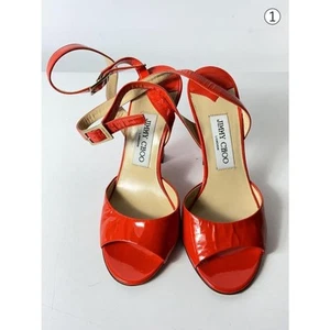 Jimmy Choo Pumps Heel EU 36.5 Orange Leather From Japan 0092715K Authentic - Picture 1 of 24