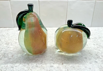 Murano Archimede Seguso Sommerso Apple & Pear Bookends Paperweights - Image 1 of 4