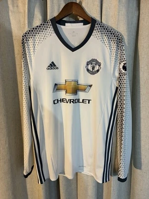 Camiseta manga larga Manchester United Paul Pogba #6 Adidas adulto mediana blanca Foto 1 de 4