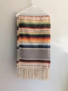Wonderful 1940s Woven Mexican Saltillo Serape Blanket 89"x57" - Picture 1 of 7