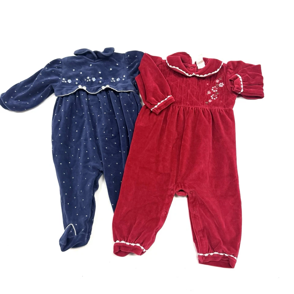 Mono Mameluco De Colección 9-12M Azul Rojo Terciopelo Terciopelo Healthtex Little Me Invierno Foto 1 de 4