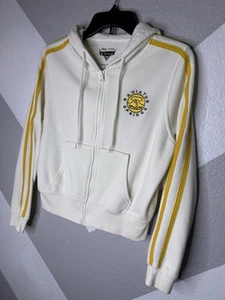 Pixar Cars Boys Fleece Full Zip Graphic Hoodie Cream Size Large Yellow Stripes - Picture 1 of 9