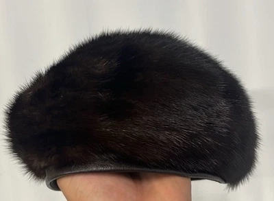 Vintage Christian Dior Chapeaux Fur Hat Mink Black Paris New York Beret - Image 1 of 4