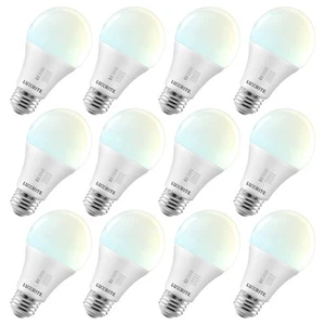 Luxrite A19 LED Light Bulb 5CCT Dimmable 1600LM 15W E26 ETL 12 Pack - Picture 1 of 7