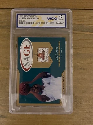 Tarjeta de novato Sage Pangos Sebastian Telfair 2003 #1 limitada 10.000 WCG 10 gemas como nueva Foto 1 de 4