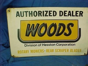 Vintage WOODS ROTARY MOWERS Authorized DEALER Metal ADVERTISING SIGN 24 x 15 - Picture 1 of 4