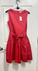 New Girls Crewcuts J Crew Red Tie At Waist Dress Cotton Sleeveless Size 12 - Picture 1 of 8