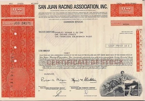 Stock certificate San Juan Racing Association, Inc. Puerto Rico - Picture 1 of 1