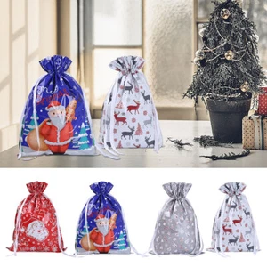 Large Christmas Sacks Reusable Drawstring Wrap Present Gift Party Bags S-XL OY - Picture 1 of 17
