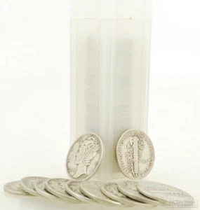 1 roll US Mercury dimes, 50 x $0.10 (ten cent) coins, "Average" circulated - Bild 1 von 2
