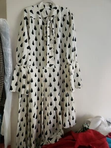 H&M STUDIO A/W 2023 GRAPHIC-PRINT PLEATED DRESS Maxi Sz M BNWT - Picture 1 of 15